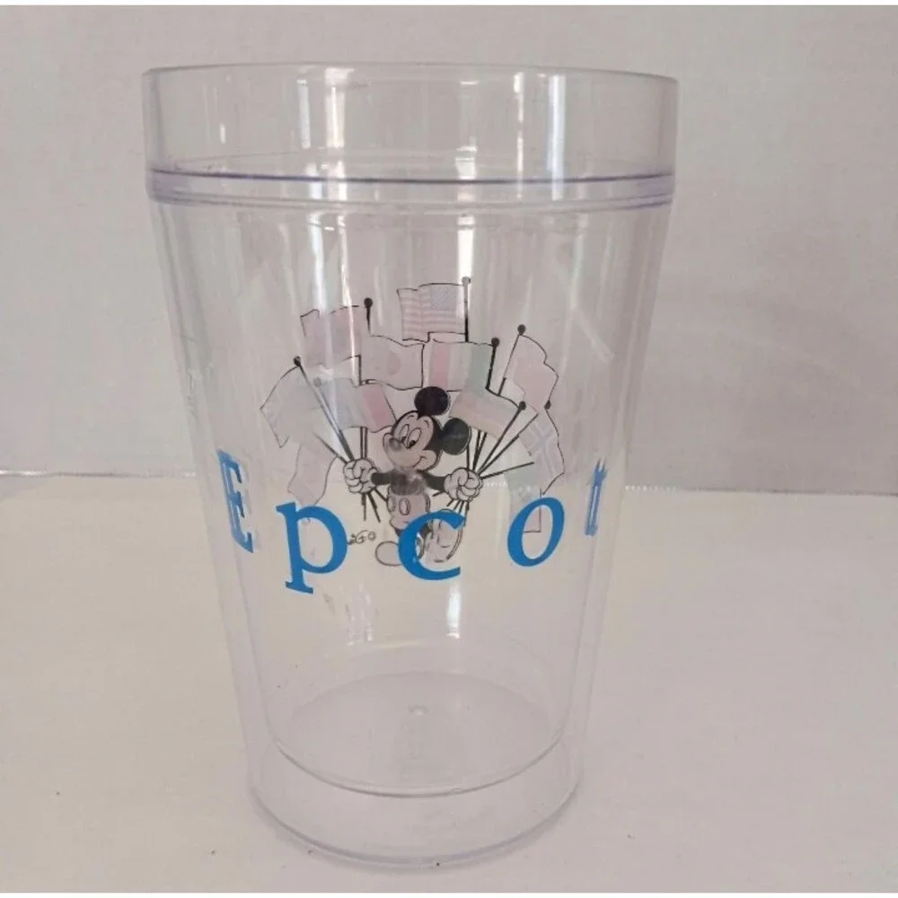 Walt Disney World Epcot Center Mickey World Flag Plastic Souvenir Cup